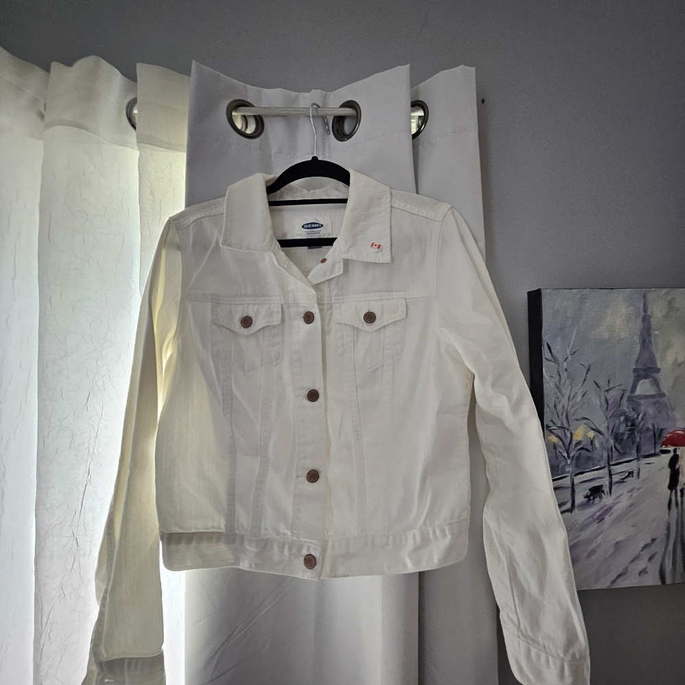 Old Navy White Cropped Jean Jacket